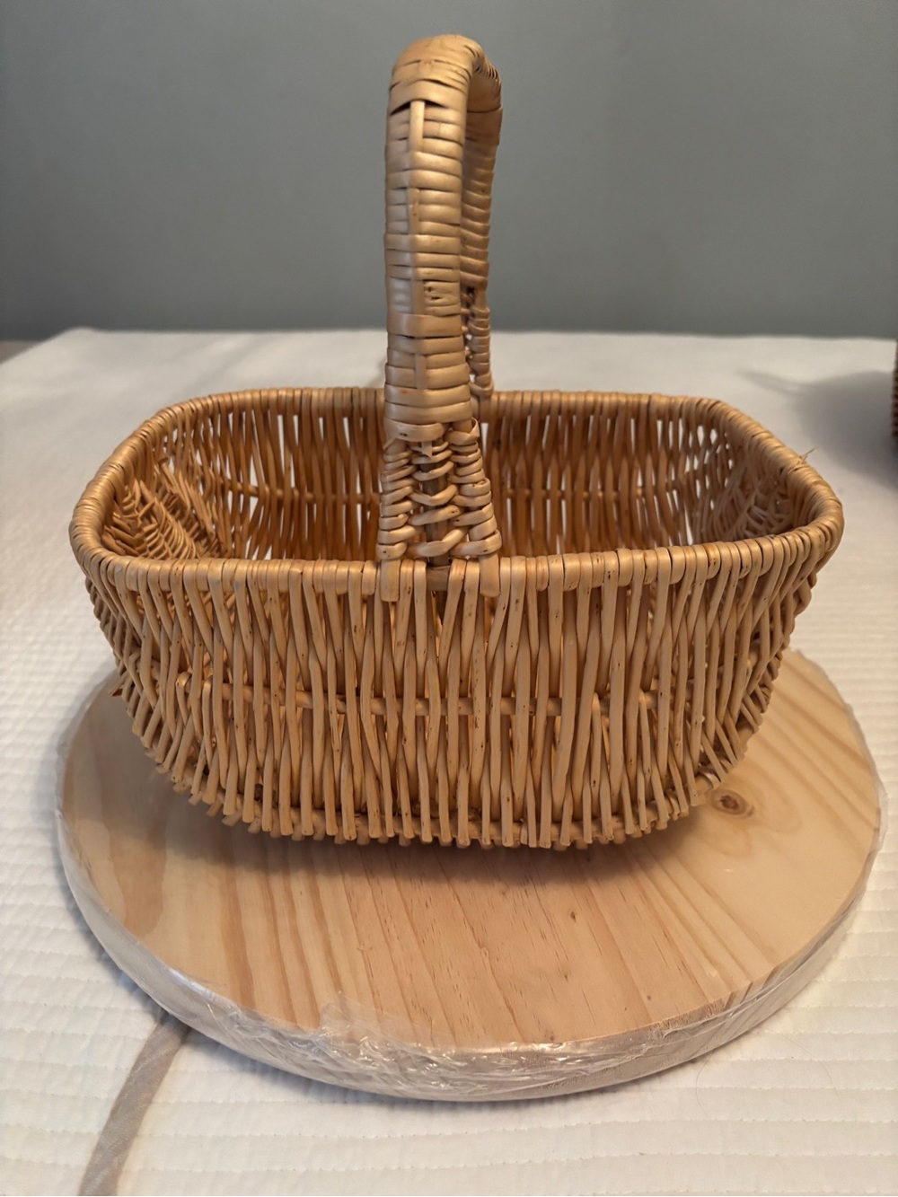 Vintage natural handwoven wicker basket